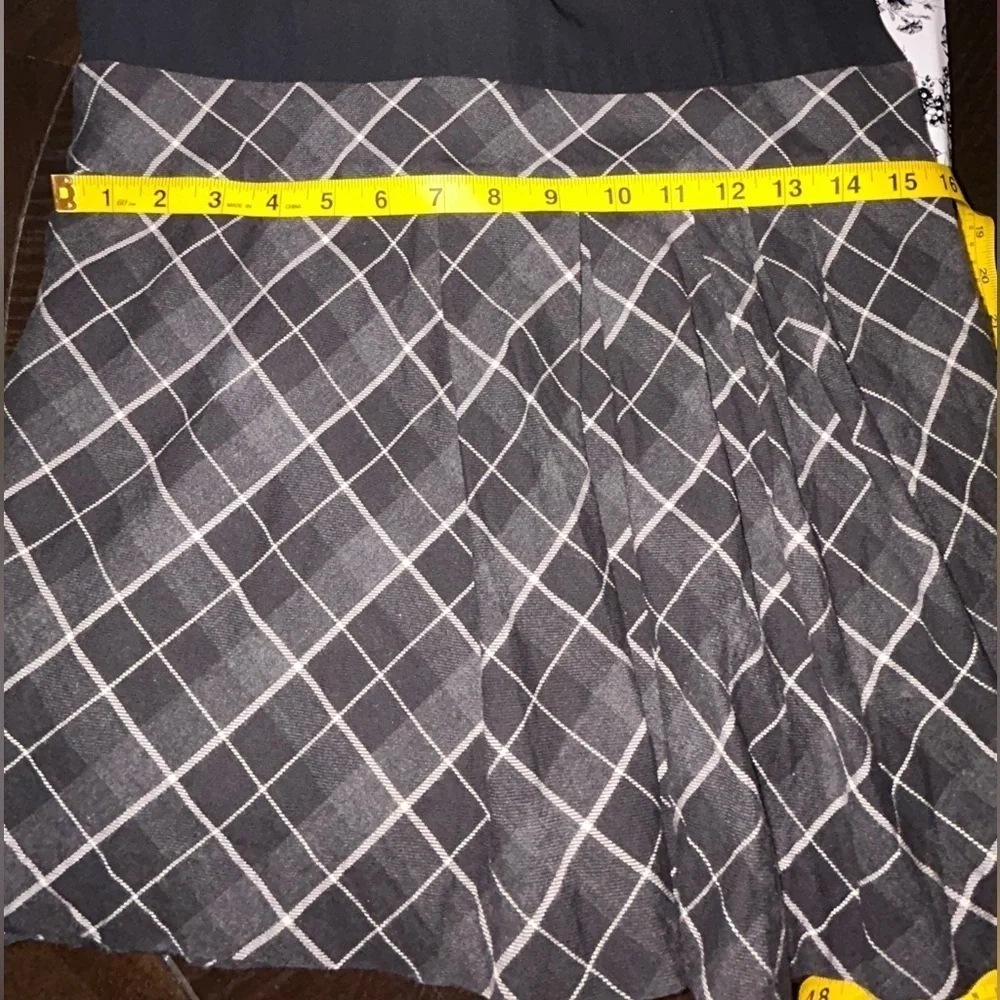 🍀 3 for $25 Rachel Zoe Black Mini Dress w/Pleated Plaid Skirt Size 4 Keyhole